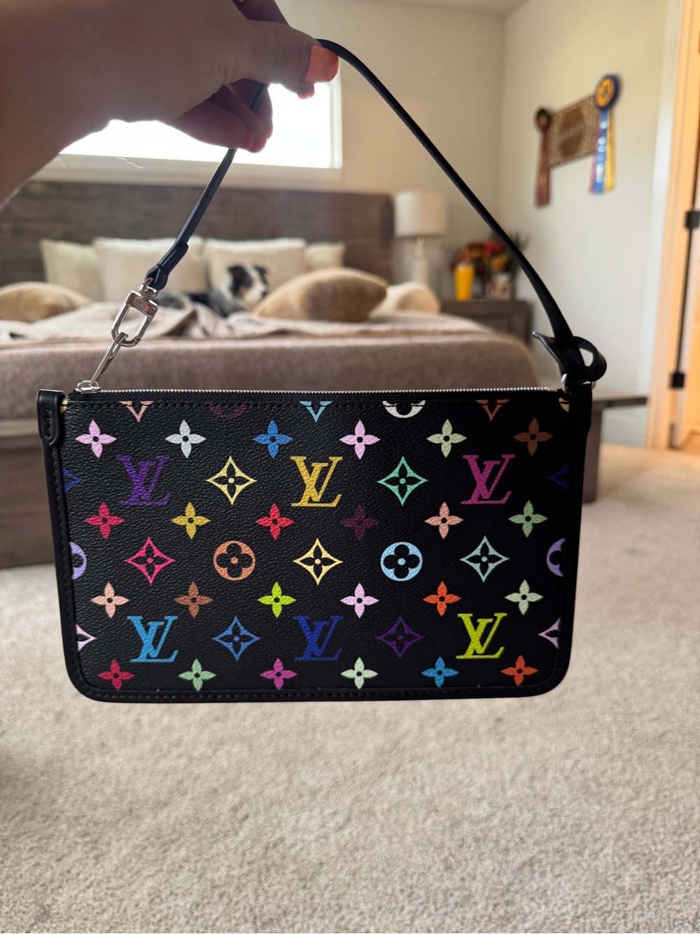 Louis Vuitton Black Multicolor Monogram Wristlet Pochette - Picture 2 of 8
